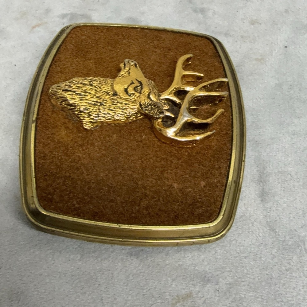 Vintage Rain-tree Belt Buckle Mens One Size Brown Deer Elk Head Western Hunting - Picture 6 of 9